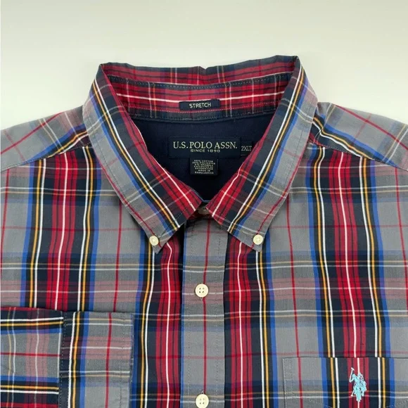 U.S. Polo Assn. Men's Red Plaid Long sleeve Shirt Men’s XXLT - Picture 1 of 8